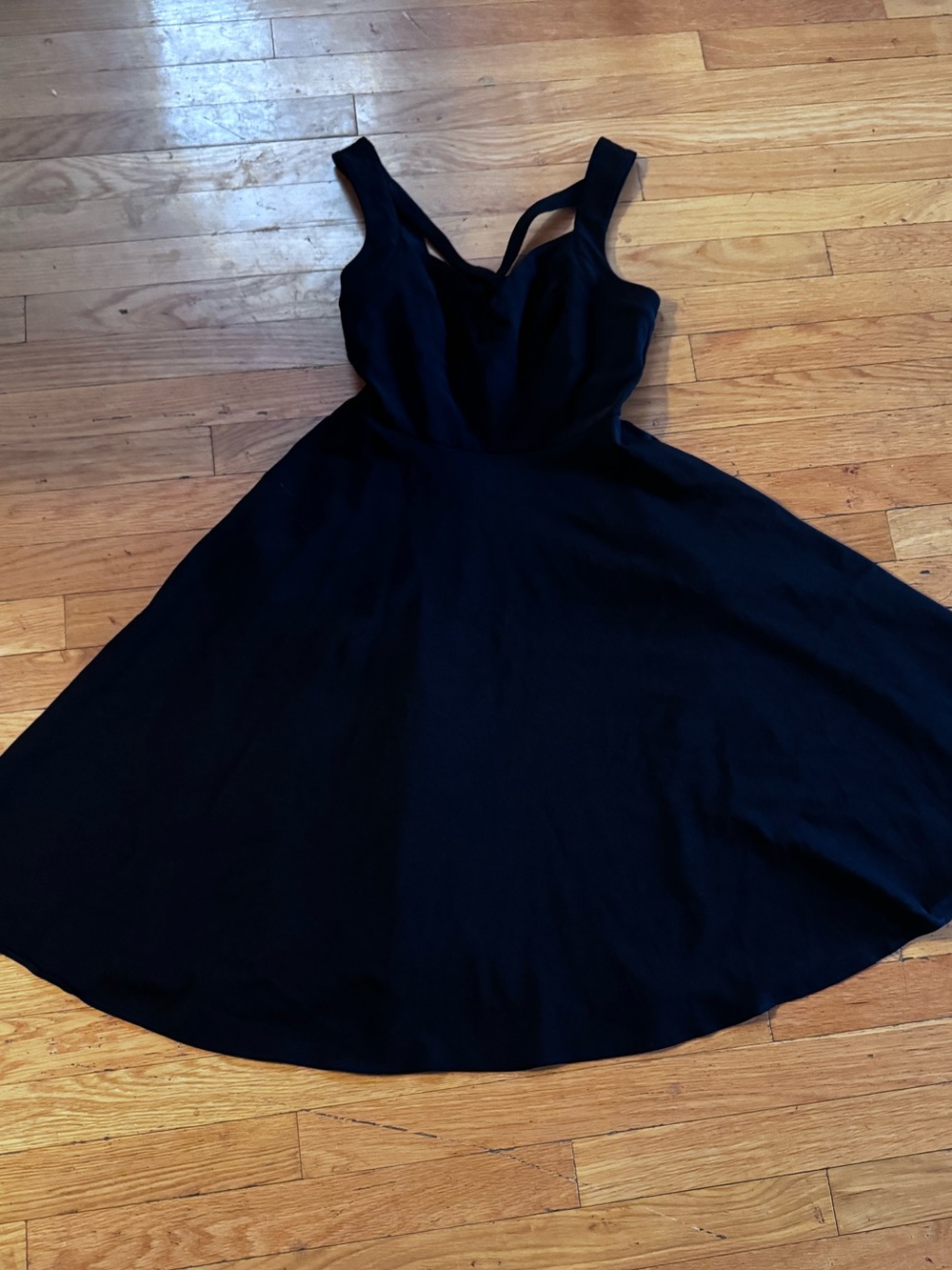 Voodoo Vixen Black Fit & Flare Swing Dress Criss Cross Strap Retro Pin Up Small - Picture 11 of 12